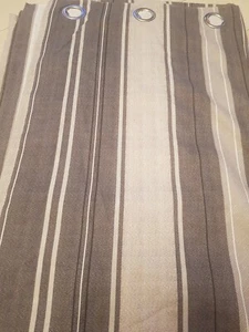 Grey Striped Eyelet Curtains 228x229cm (NB102) - Picture 1 of 2