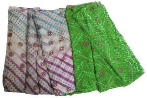 Printed Dress Indian Vintage Craft Fabric Used Curtain Drape Fabric Sari Lot 2 P - Picture 1 of 8