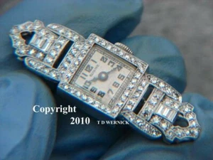 Platinum Diamond Art Deco Glycine Lapel Pin + Pendant + Watch = Rare Find - Picture 1 of 10