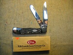 Case XX 3 Dot USA 6254 SS Trapper Knife perfect Black Jig Bone  unused 1997