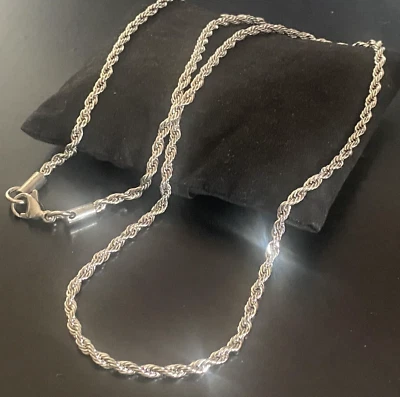 Collana in acciaio inox da uomo catenina spirale girocollo catena 60 cm x 3 mm - Immagine 1 di 4