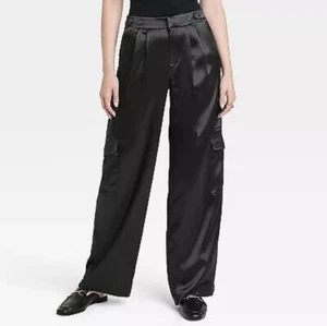 🐻 Women's High-Rise Satin Cargo Pants -A New Day-Size 4 - Picture 1 of 4