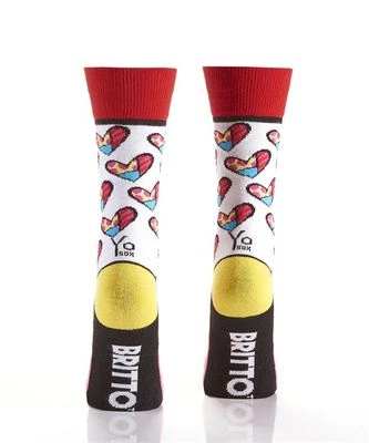 ROMERO BRITTO MUJER’S TEJIDO CREW CALCETINES: CORAZONES Y PUNTOS AMARILLOS * YO-SOX * NUEVOS *  Foto 1 de 2