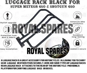 "LUGGAGE RACK, BLACK" FOR SUPER METEOR 650 & SHOTGUN 650 - Picture 1 of 15