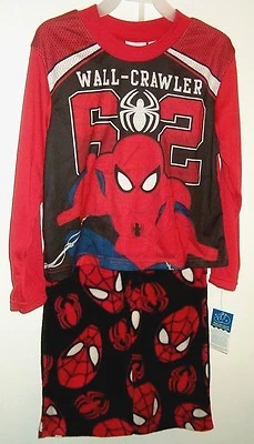 Spider-Man Wall - Crawler Pajamas L/S Top & Fleece Pants Set Size 4/5 NWT - Image 1 of 2