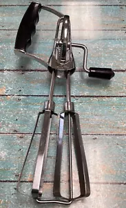 VINTAGE Hand Mixer Egg Beater Stainless Steel, Black Handle, 10 1/2” - Picture 1 of 9