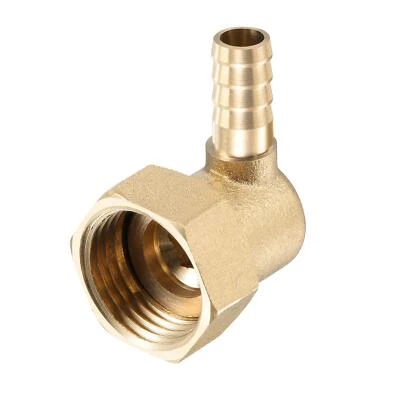 UXCELL Brass Hose Barb Fitting Elbow 8mm x G1/2 Female Swivel Nut Pipe Connector