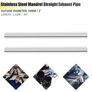 2PCS 3" Inch 76mm T-304 Stainless Steel Straight Exhaust Pipe Tube Piping Tubing - Bild 1 von 10