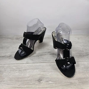 Bandolino Womens Sandals Strappy Black Slides Coney Wedge Dressy Office Sz 10.5M - Picture 1 of 5