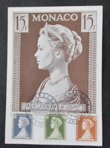 1957 Monaco Royal Wedding Maxi Postcard cover Princess Grace Kelly - Picture 1 of 2
