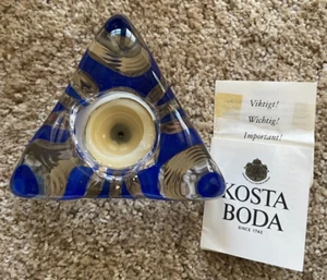 Kosta Boda Sweden Piece of Cake Hand Painted Votive Blue Platinum Boxed SAVE10%+ - Picture 1 of 6