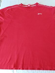 Slazenger mens top - s/sleeve -  red with white trim - 100% cotton - size 2 XL