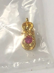 Avon Baby Bootie Charm October Birthstone Simulated Pink Tourmaline - New in Box - Picture 1 of 11