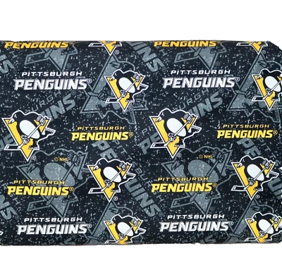 Pittsburgh Penguins ~ Logo On Logo Pattern NHL Cotton Fabric 1/4 Yard 9” X 44” - Image 1 of 4