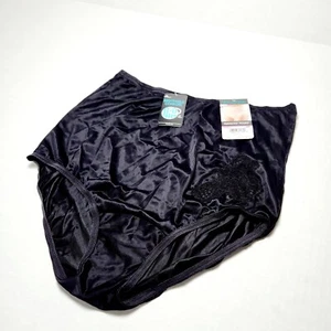 Vanity Fair 13081 Nylon Slip Höschen Blumenapplikation Damen 6 M schwarz Neu mit Etikett neu - Bild 1 von 7