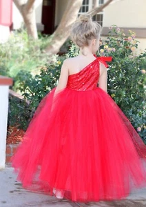One-Shoulder Sequins Tutu Flower Girl Dress Tutu Dresses Princess Dress Pageant  - Picture 1 of 72