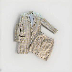 Vintage Y2K Karo Minirock Anzug 2-teilig Legally Blond Long Jacke Set Pastell 6 M - Bild 1 von 23