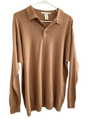 Vtg Perry Ellis Merino Wool Sweater Men's L Copper Made in Italy Quarter Button - Image 1 of 4