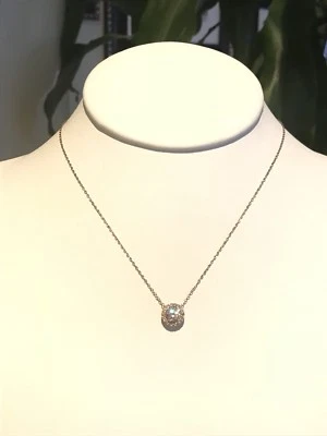 Nadri Halo Pendant Necklace Rose Gold Tone - Image 1 of 4