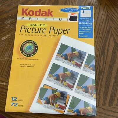 Kodak Premium Wallet Picture Paper High Gloss 12 Sheets/72 Prints - Image 1 of 4