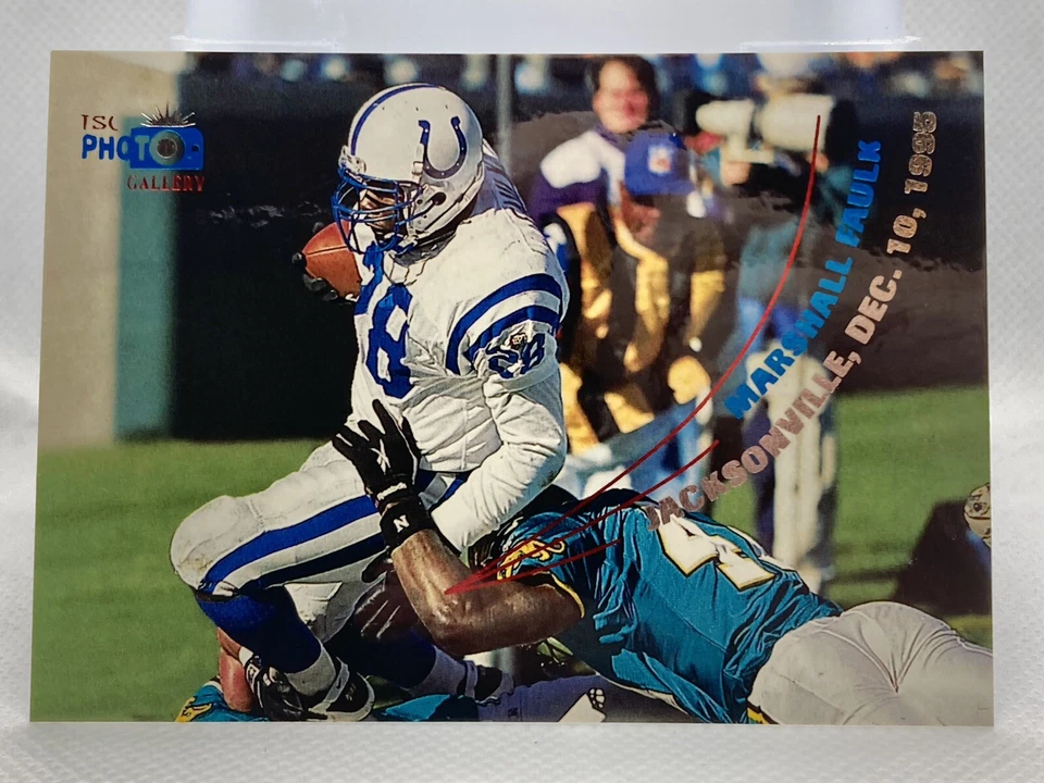 1996 Topps Stadium Club Photo Gallery Marshall Faulk #PG8 Indianapolis Colts TSC - Image 1 of 2