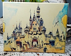 DISNEYLAND CASTLE WATERCOLOR - Disney vintage 8x10 on Canvas - Picture 1 of 1