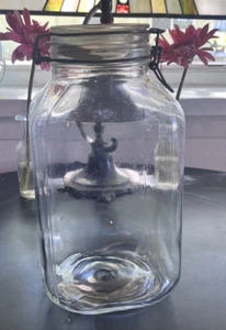 Ermetico Glass Jar Made In Italy 11”x 5" Mason Square Vintage Bail Lid - Picture 1 of 6