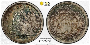 1854 SEATED LIBERTY DIME 10C PCGS MS 63 - Picture 1 of 3
