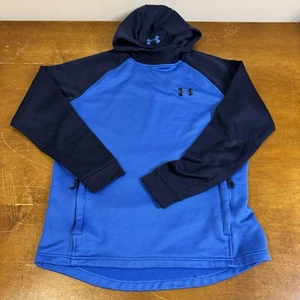 Under Armour Hoodie Mens Large Blue Pullover Cold Gear Fitted Performance Logo - Picture 1 of 8