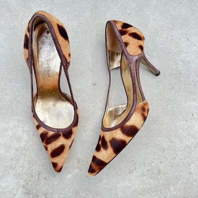 Dolce & Gabbana |Authentic Pony Hair Leopard Strappy Pointed Toe Pumps D&G (37) - Image 1 of 4