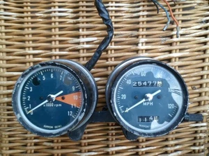 HONDA CB SL  350 360 400 450 550 CLOCKS SPEEDO 130 MPH TACHO 9K GOOD USED 70s - Picture 1 of 5