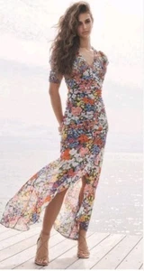 Mary Karantzou X Lipsy Floral Maxi Dress, UK Size 12-14 Ruched Spliced - Picture 1 of 11