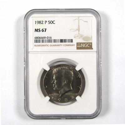 1982 P Kennedy Half Dollar MS 67 NGC Clad 50c Uncirculated SKU:I9758 - Image 1 of 4