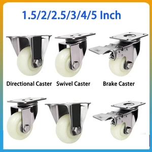 1.5"2"2.5"3"4"5" Nylon Castor Wheels Industrial Castors Trolley Trailer Castors - Picture 1 of 31