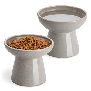 Ceramic Elevated Cat Bowls 2-Pack - 6.2" Extra Wide Raised Cat Food & Water D... - Picture 1 of 9