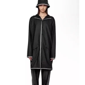 Neu mit Etikett Regen langer Regenmantel Jacke reflektierend Gr. M schwarz (Unisex) - Bild 1 von 14