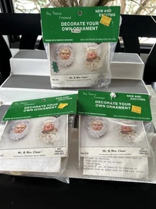 3 Vintage Merri Mac Mr Santa & Mrs Claus Ornament Kits MAC 88-37R - Bild 1 von 3