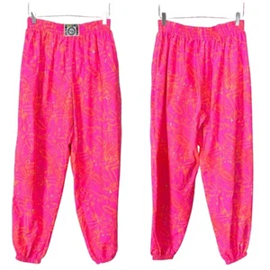 Pantalones retro harén estampado rosa neón rosa naranja ropa deportiva dinosaurio años 80 vintage | - Imagen 1 de 10