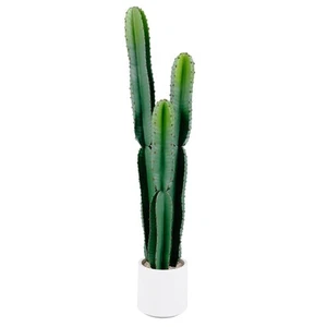 4ft Large Artificial Cactus with White Decorative Planter, 48" Realistic Faux... - Picture 1 of 6