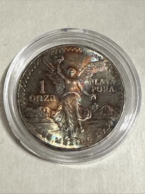 1985 MEXICO Libertad 1 Oz. Pura Plata Natural Toned Coin - Image 1 of 2