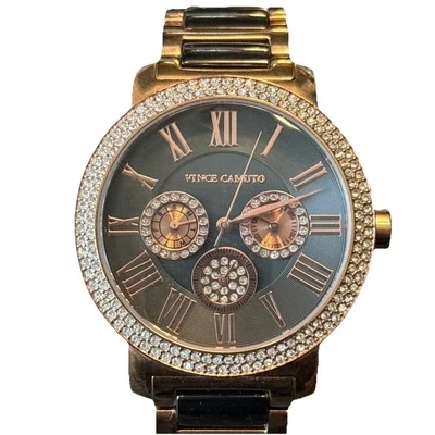 Vince Camuto Feminino VC/5001 Swarovski Cristal Acentuado Gunmetal Ouro Rosa - Imagem 1 de 4