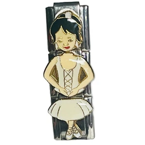 Charm italiano 9mm ballerina bruna bianca tutù 3 link ragazza danza D’linQ - Foto 1 di 8