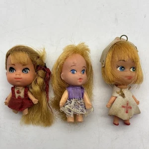 Konvolut 3 Little Kiddles Puppen Vintage 60er Jahre - eine ohne Füße LESEN - Bild 1 von 19