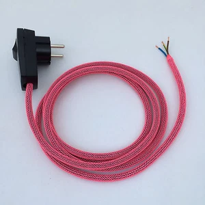 2 m câble textile de raccordement réticulaire Neon Pink Bouchon/Interrupteur - Bild 1 von 3