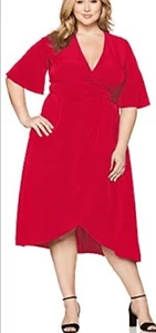 NWT Melissa Mccarthy Seven7 PLUS Midi Wrap Red Dress Size 3X - Picture 1 of 6