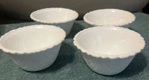 4 Indiana Glass WEAVETEX White Milk glass Basket weave Small Dessert Fruit Bowl - Picture 1 of 5