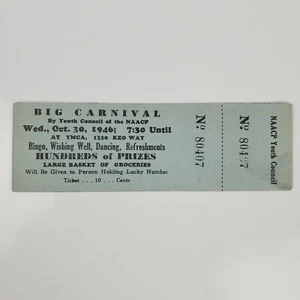 1946 Big Carnival Youth Council NAACP Fundraiser Ticket YMCA - Picture 1 of 3