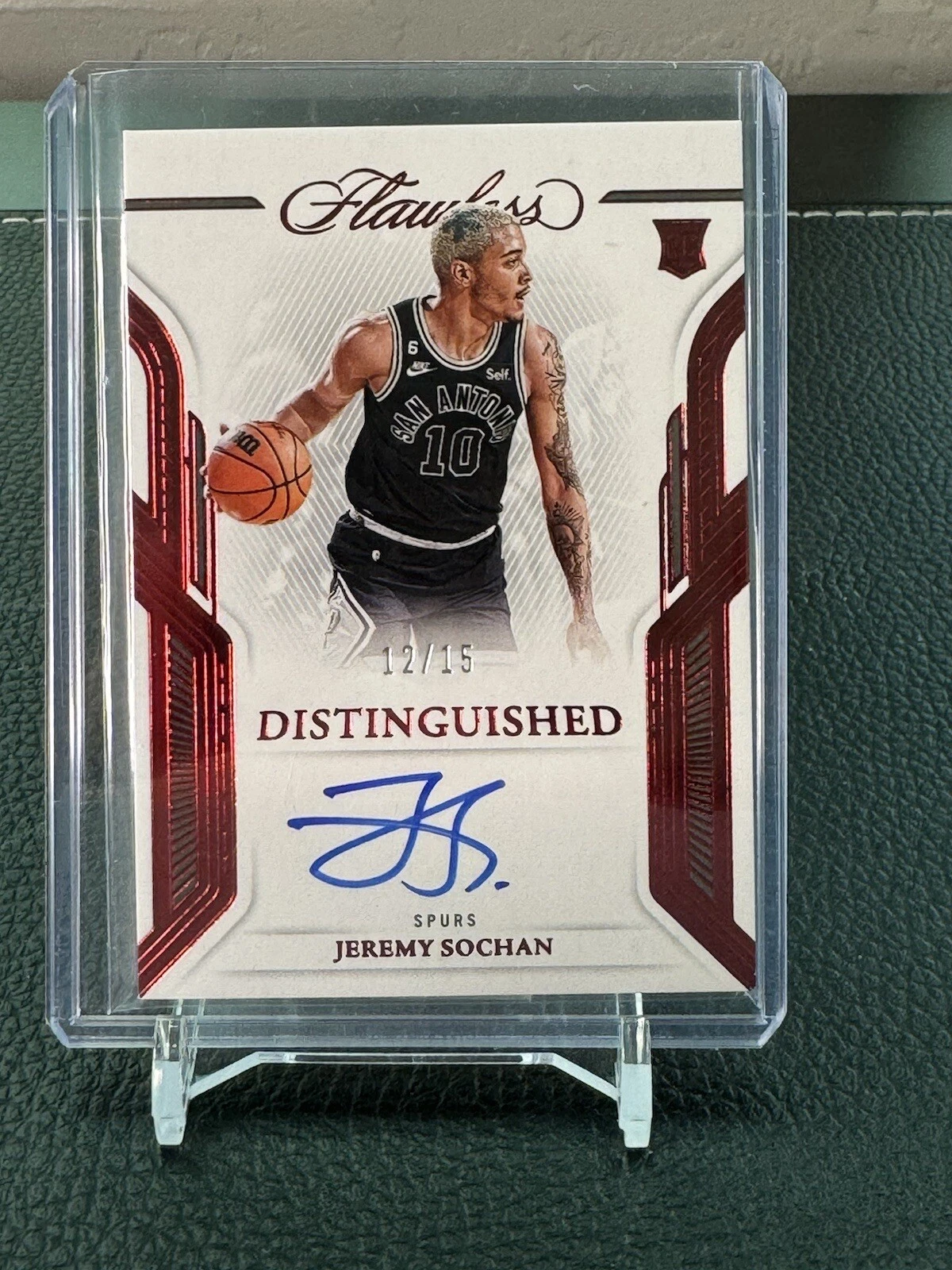 2022-23 Flawless Jeremy Sochan RUBY Rookie Auto 12 /15 Distinguished Autos