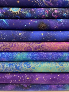 Timeless Treasures Cosmos Cotton Fabric by 1/4 Metre* Moon Sun Star Metallic - Picture 1 of 19