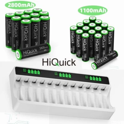 HiQuick 12 Slots Akkus Ladegerät+ AA AAA 1100/2800mAh Wiederaufladbar Batteries - Bild 1 von 4